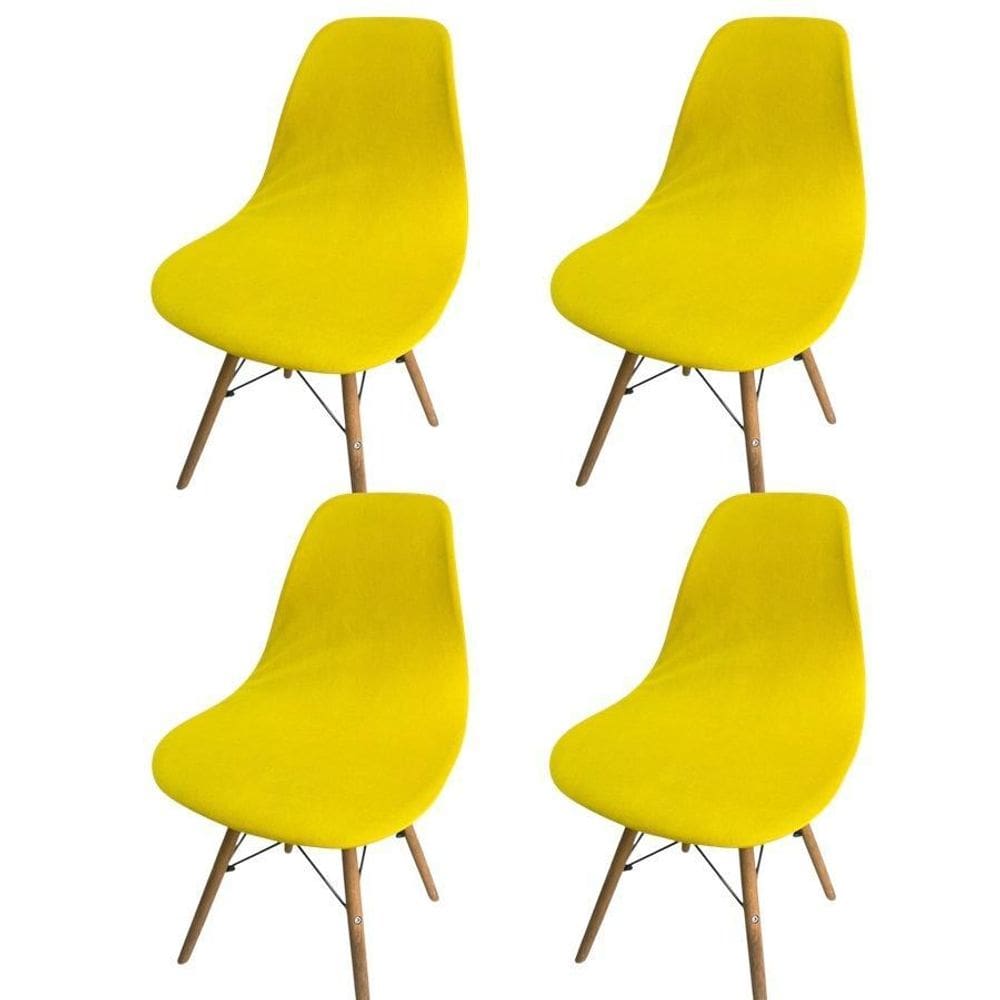 Kit 4 Capa Cadeira Charles Eames Eiffel Pé Palito Malha Lisa