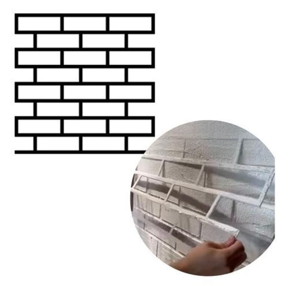 Stencil De Parede Tijolinho Revestimento Pintura 60X60 Cm