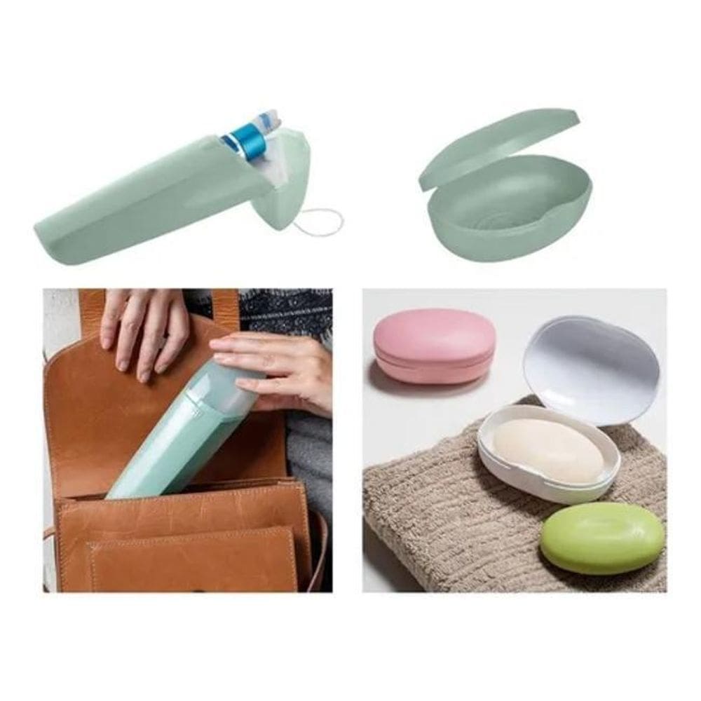 Saboneteira Bolsa Mala Viagem Estojo Porta Escova Verde