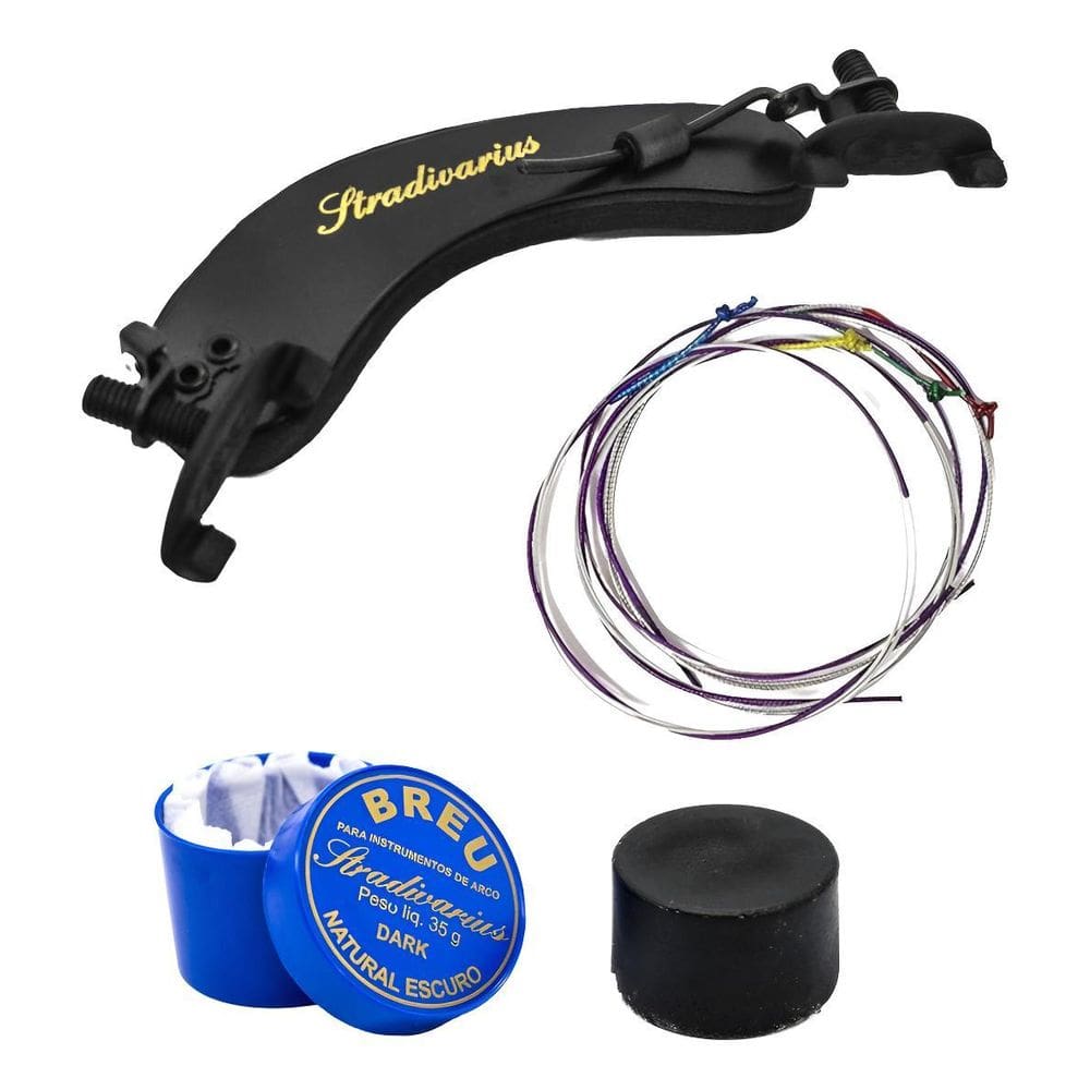 Kit Violino Encordoamento Mauro Calixto Com Espaleira E Breu