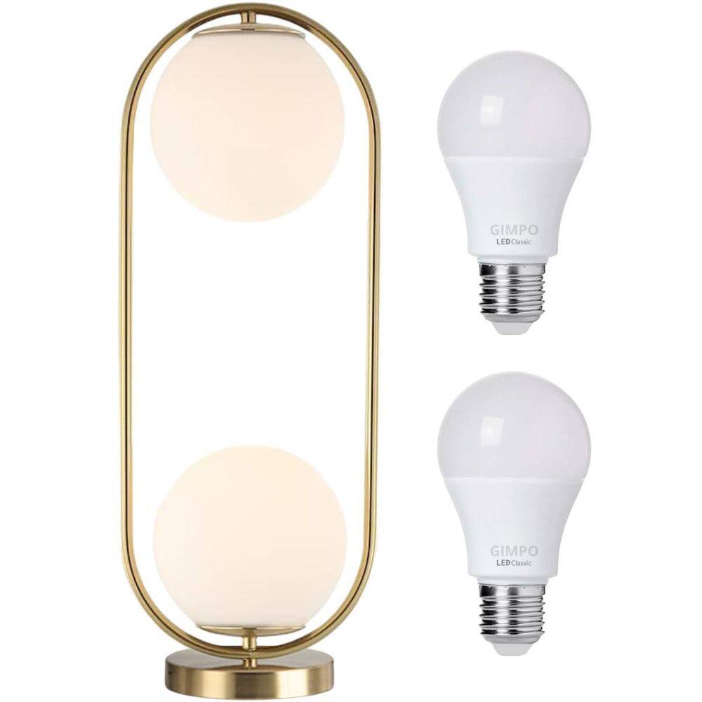 Luminária Abajur 43X20Cm Jabuticaba 2 Globos Kjtd-697-Gold