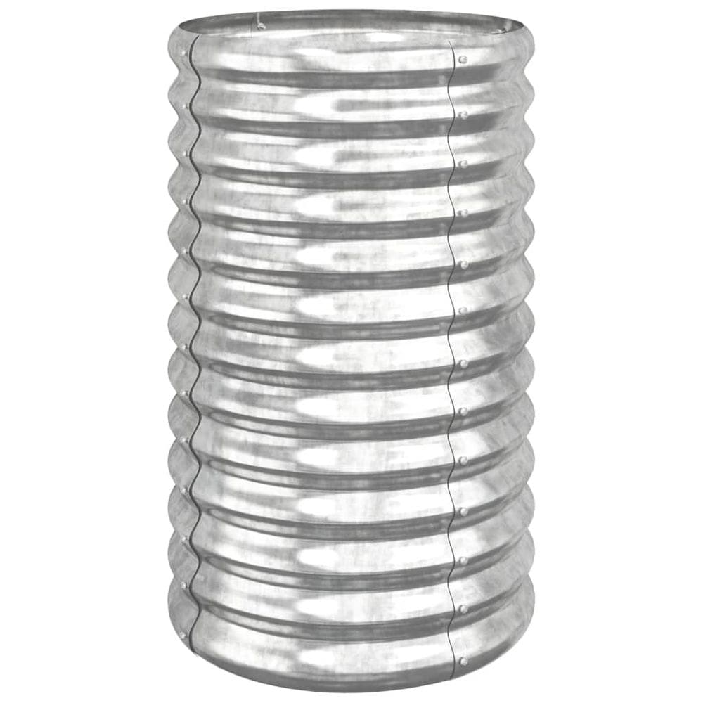 Plantador de jardim vidaXL Silver Round em aço revestido a pó