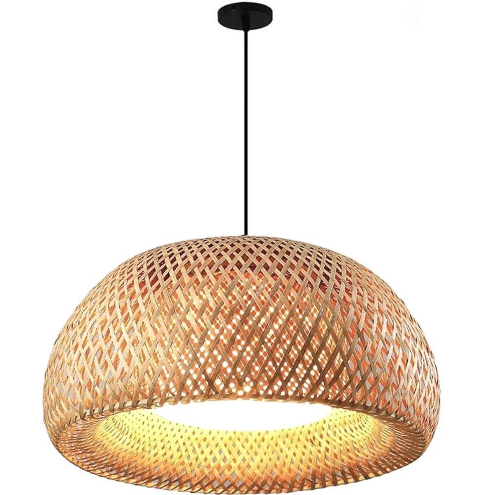 Luminária Pendente 38Cm Lustre Teto Bambu Natural Gimpo