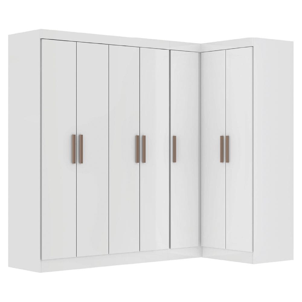 Guarda Roupas Modulado de Canto Madrid com 7 Portas Branco Maxel
