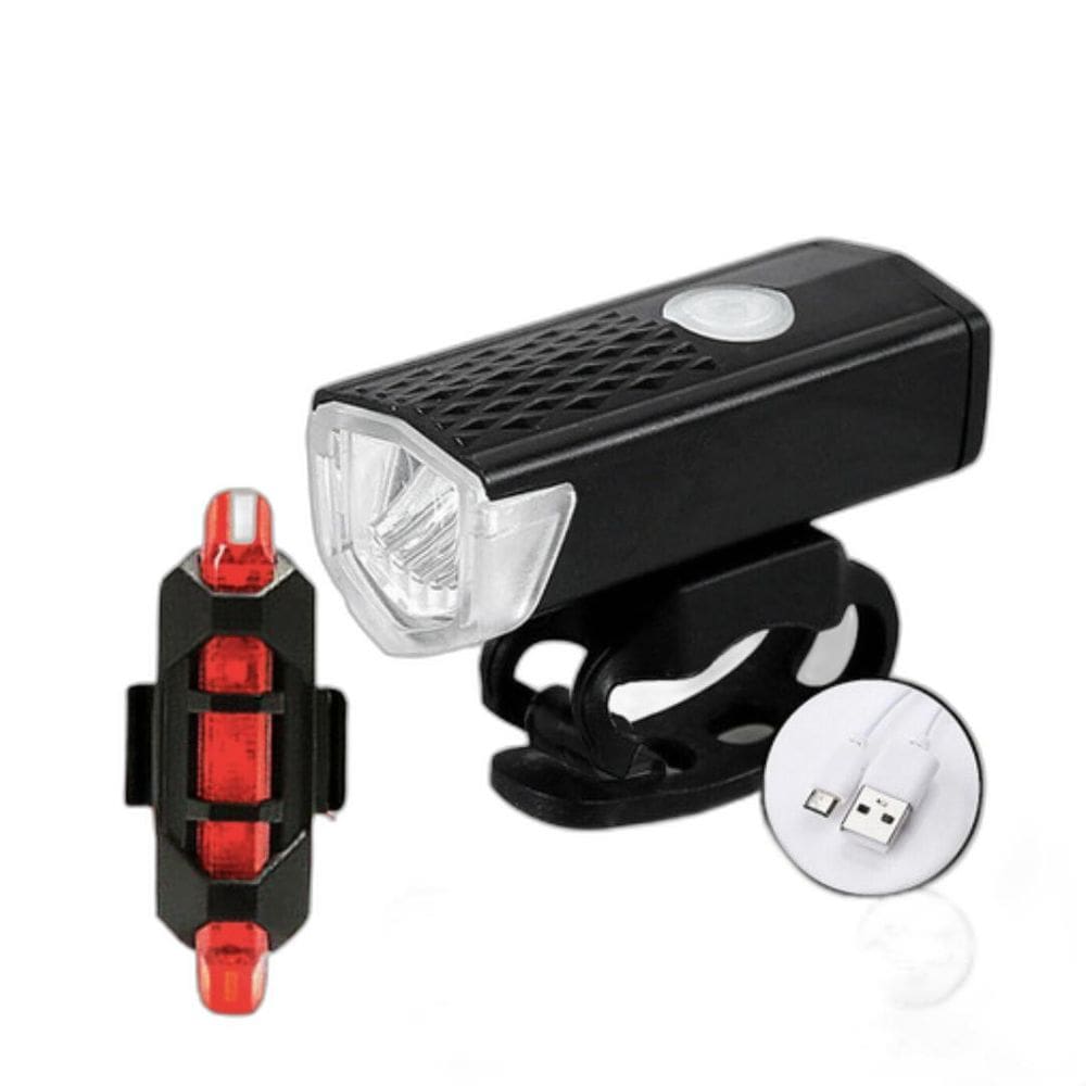 Kit Bike Iluminação Noturna Farol E Lanterna Pisca Traseira
