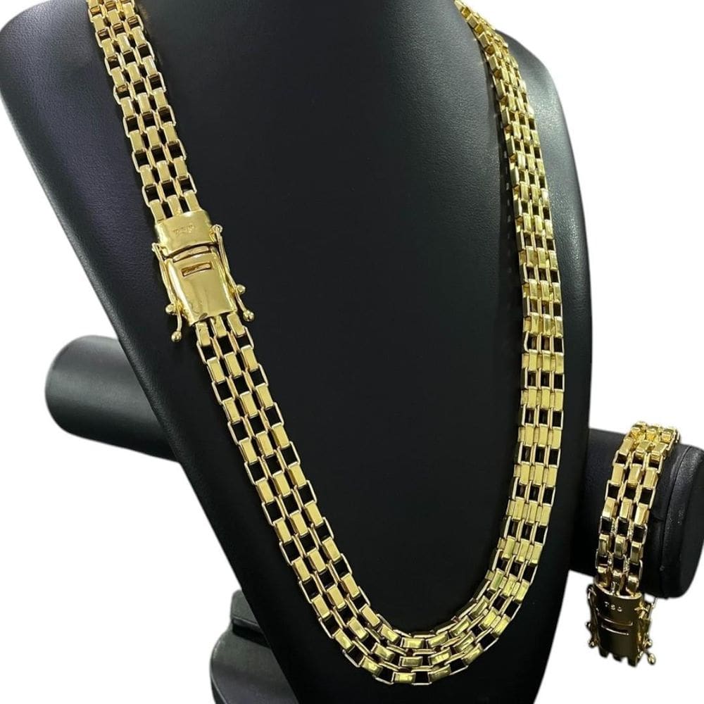 Kit Tijolinho Duplo Banhado A Ouro 18K