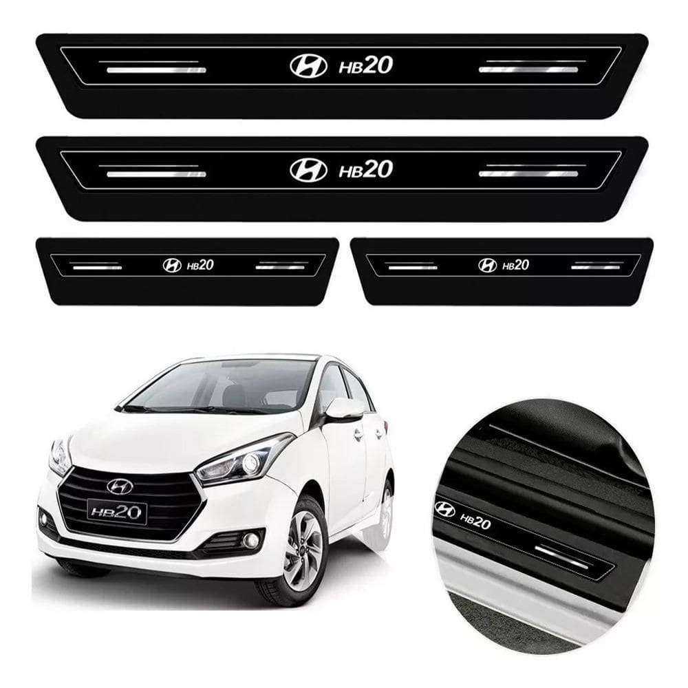 Soleira De Porta Hb20 Preto Platinum 8 Peças