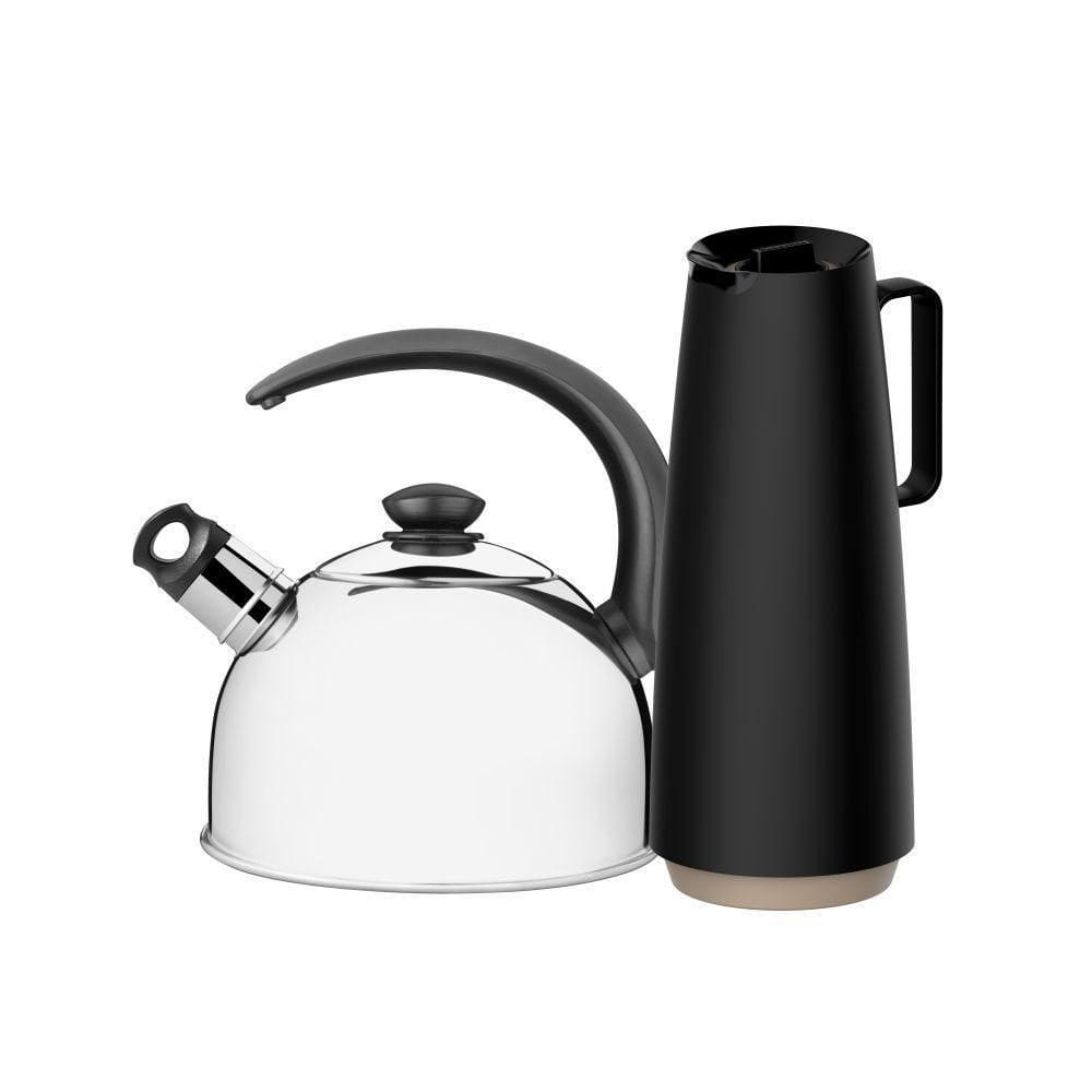 Chaleira Com Apito 2,1L Garrafa Térmica 1L Preto Tramontina