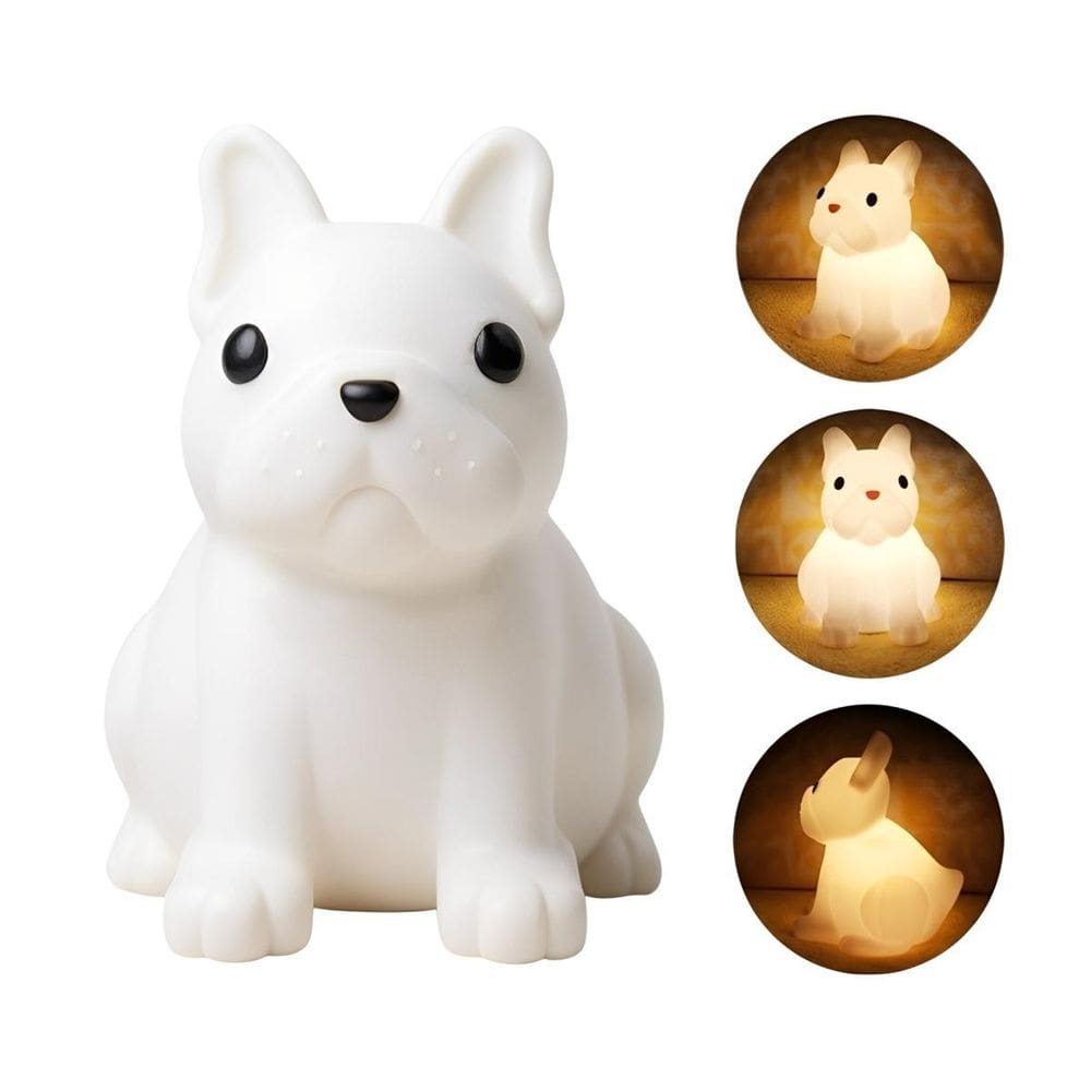 Luminária De Silicone Recarregável Cores Cachorro Bulldog