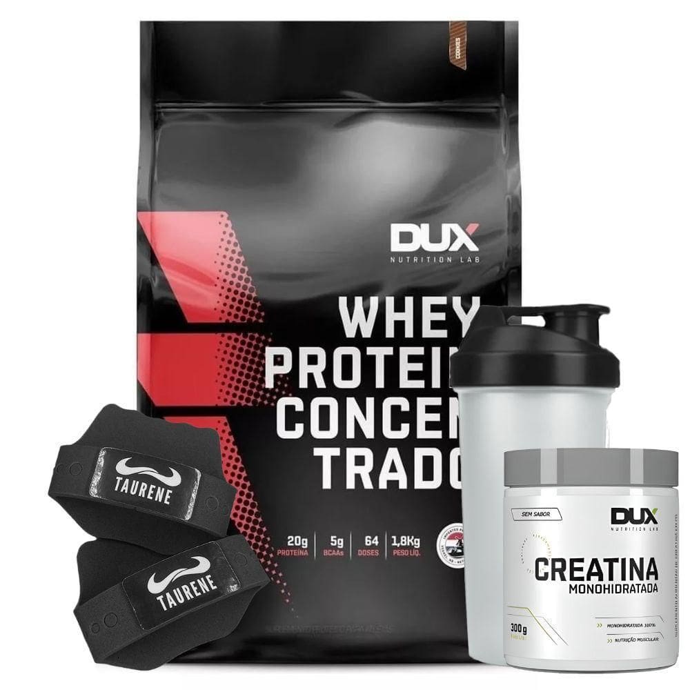 Whey Concentrado Cookies 1,8Kg Creatina Luva +  - Dux