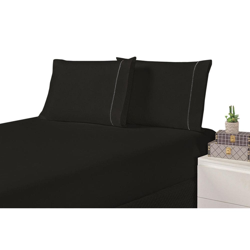 Jogo De Cama Laura Solteiro Preto