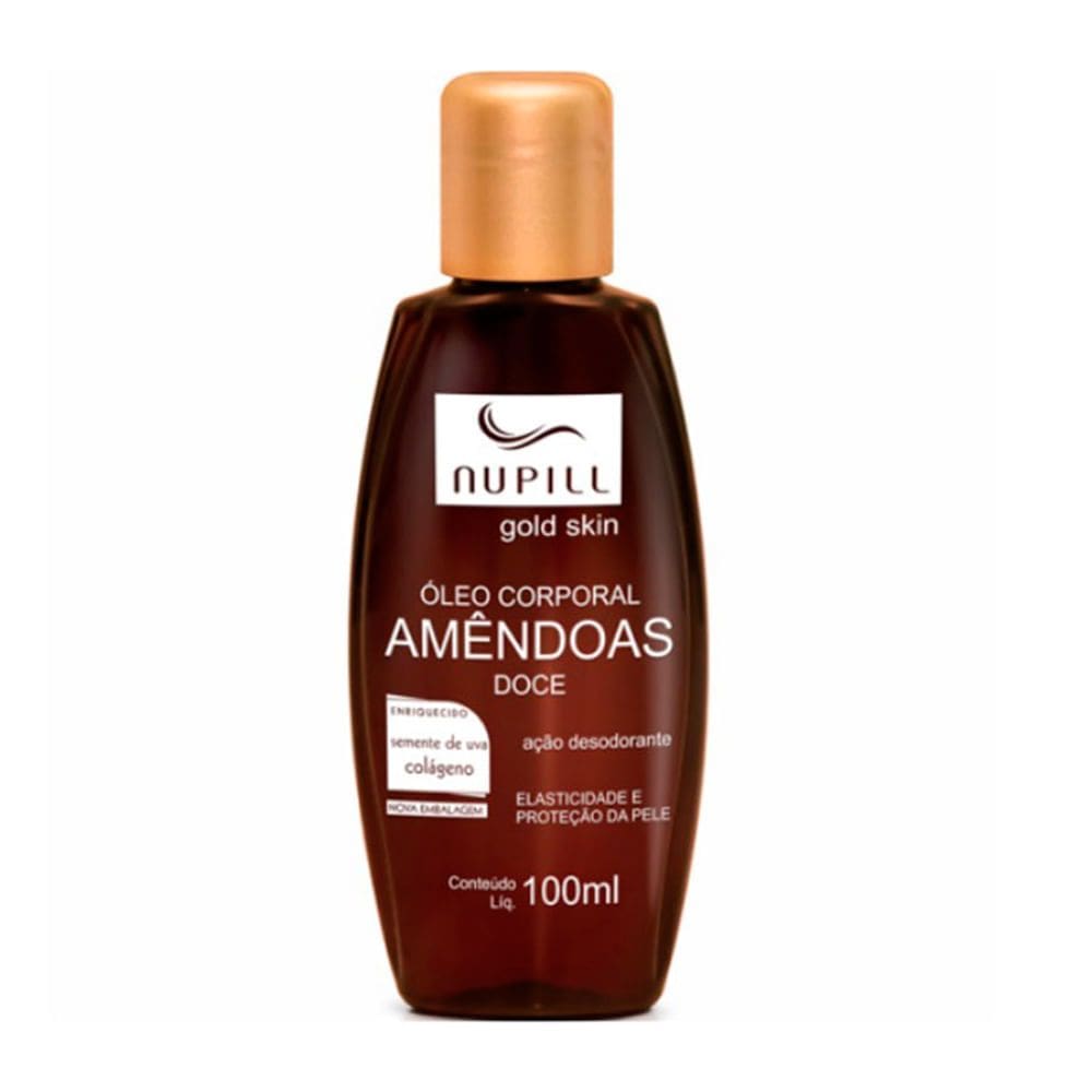 Óleo Corporal de Amêndoas Doce Nupill Gold Skin Semente de Uva e Colágeno 100ml