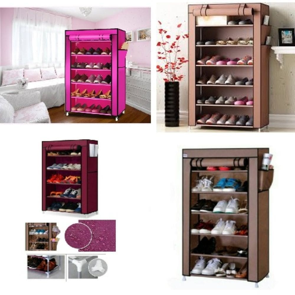 Sapateira Gigante Estante Organizadora 6 Prateleiras Gurada Roupa Com Ziper Portatil Desmontavel Portatil