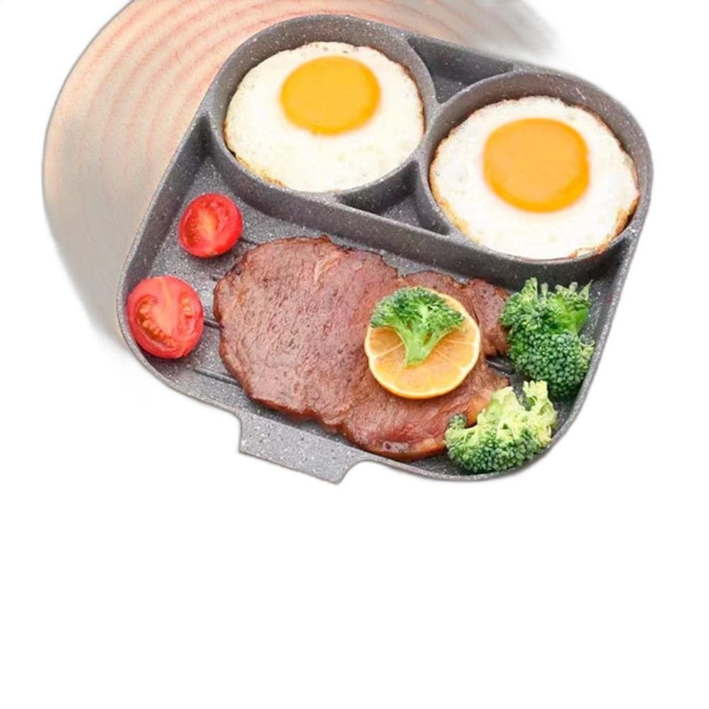 Frigideira Antiaderente 3 Em 1 Para Hambúrguer Ovo E Carne