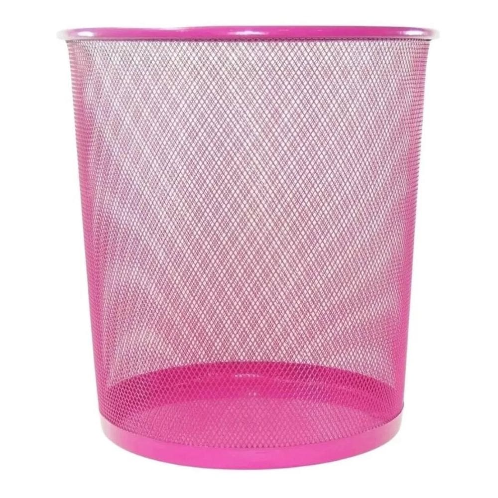 Kit Organizador Escritório Lixeira Porta Treco Lápis Rosa