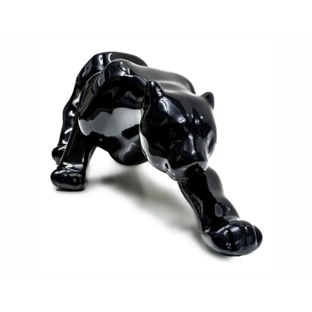Pantera Negra Decorativa Escultura Cerâmica 36Cm
