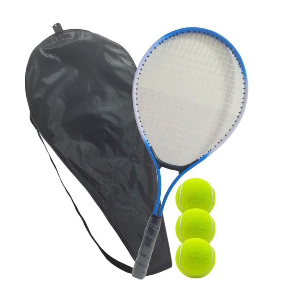 Raquete Tênis De Quadra Azul Semi + 3 Bolinhas