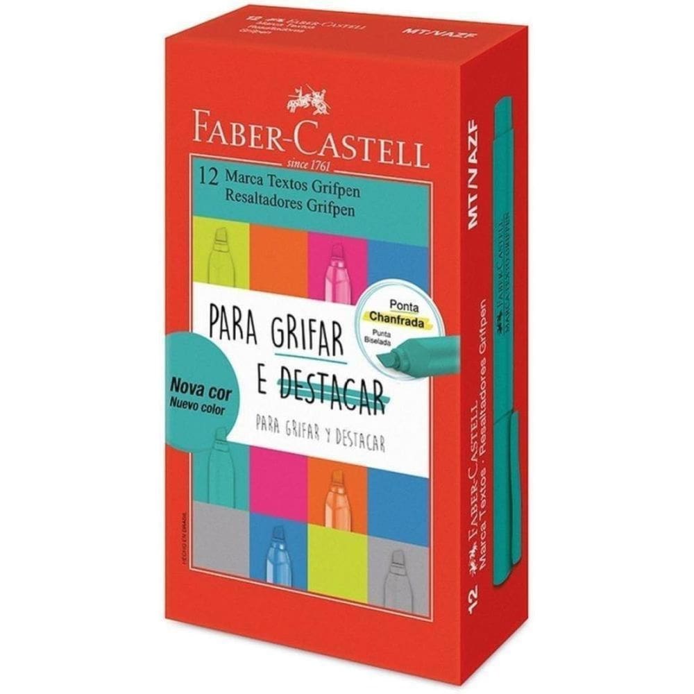 Caneta Marca Texto Grifpen Verde Agua Faber-Castell Cx.C/12