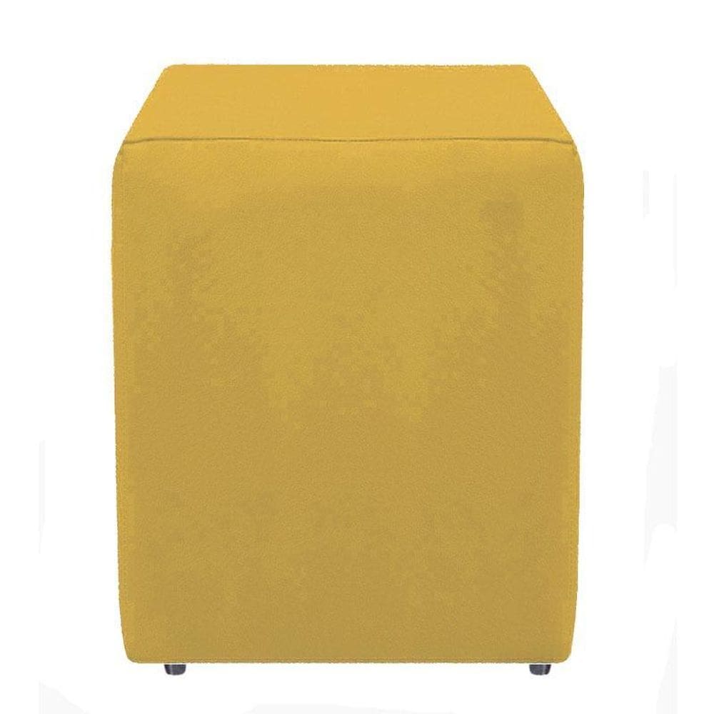 Puf Puf Quadrado Suede Amarelo Decorativo Para Sala Recepção