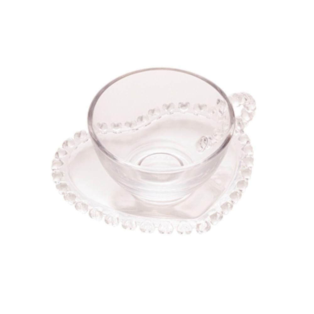 Xicara De Chá Com Pires De Coração De Cristal 170Ml Lyor