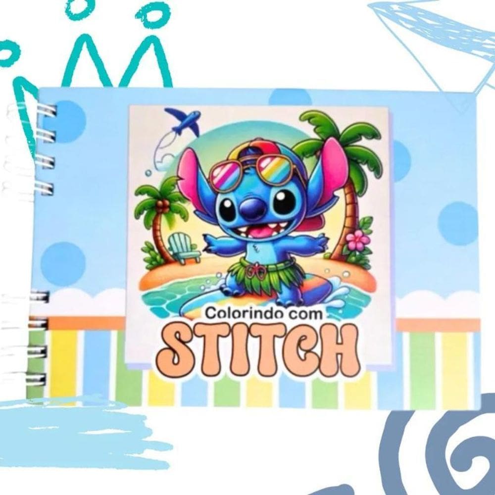 Livro Colorir Stitch Fofo Infantil Caderno Desenho Pintar 50