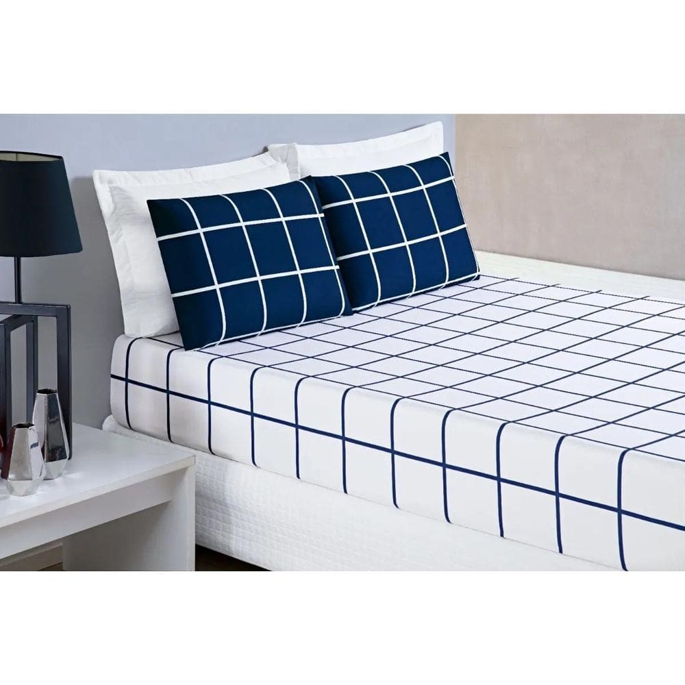 Jogo De Lençol Austin Solteiro 2Pç Micropercal 200F Marinho