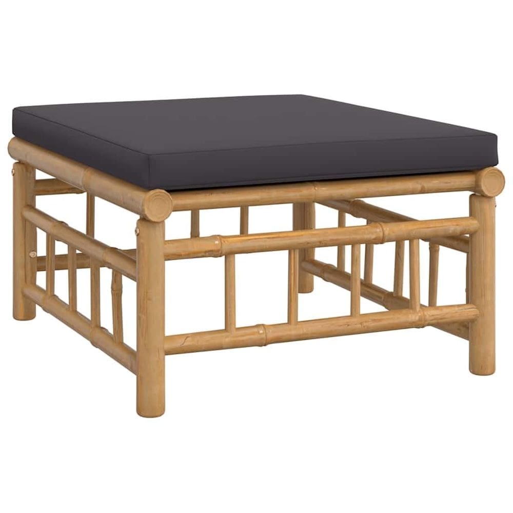 Escabelo de pátio vidaXL Bamboo com almofada cinza escuro