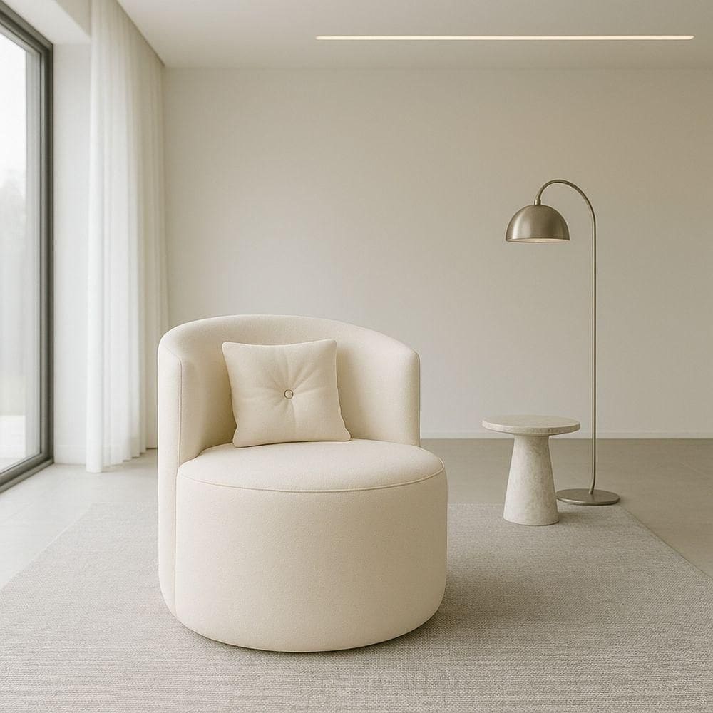 Poltrona Orgânica Redonda Para Sala Quarto Recepção Ayla Confortável Elegante Bouclê