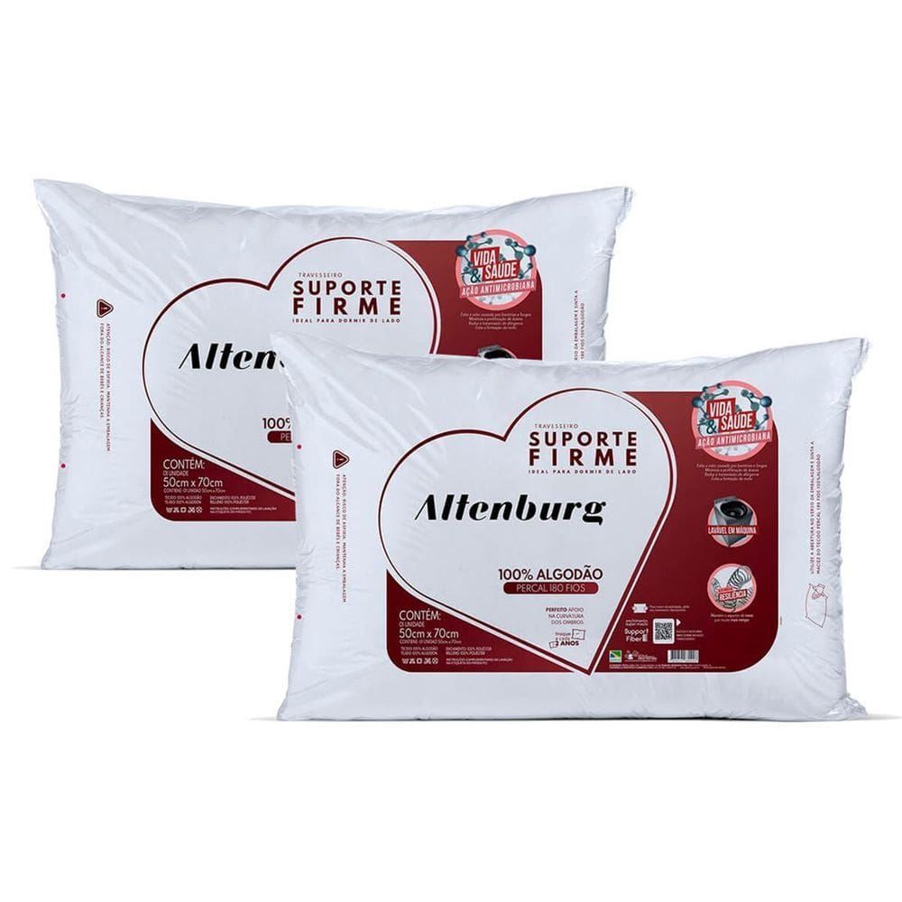 Kit 2 Travesseiros Altenburg Suporte Firme 180 Fios