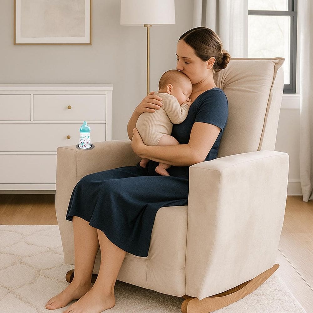 Poltrona de Amamentação Balanço Agatha Puff BegeClaro