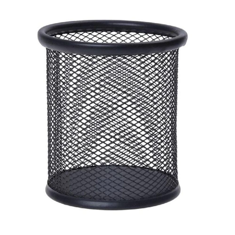 Porta Caneta Lápis Redondo Aramado Preto 9X10 Cm By Office