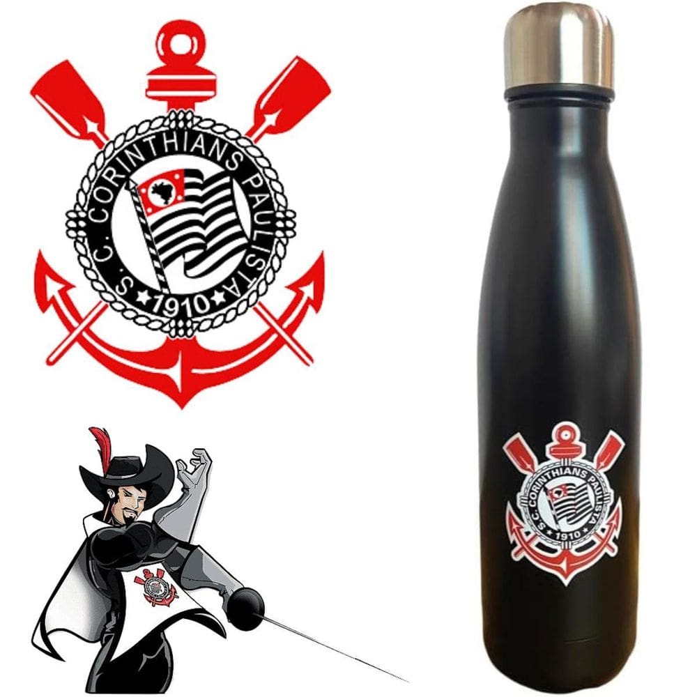 Garrafa Aço Inoxidável 750Ml Corinthians Ideal Esportes Bom