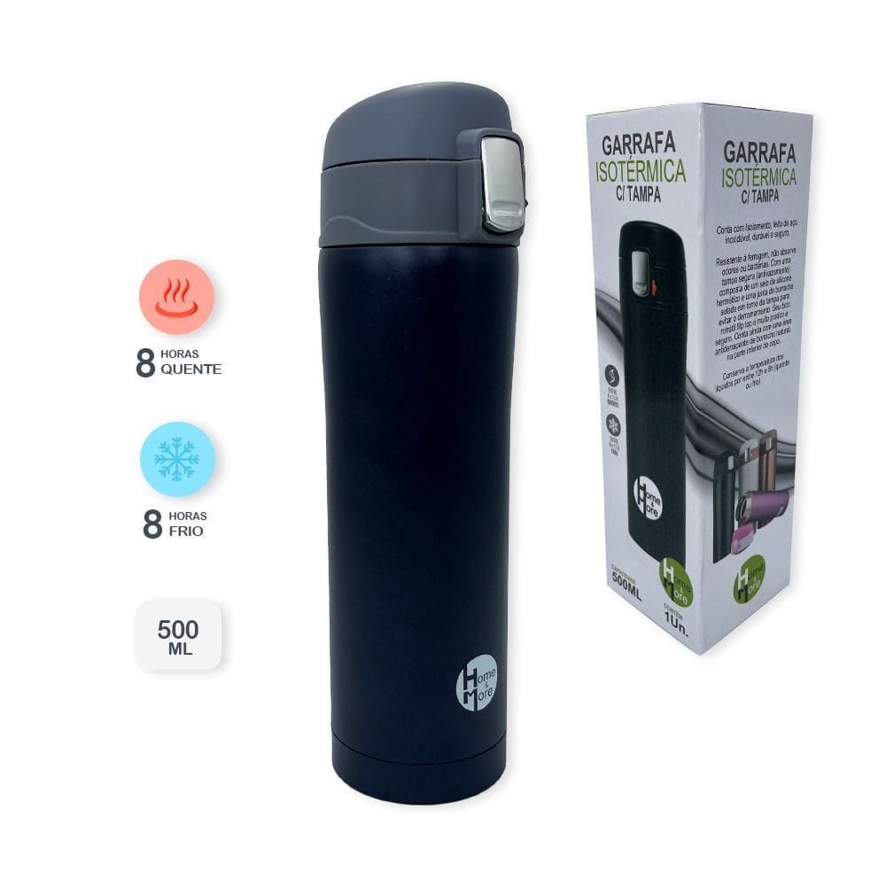 Garrafa Isotérmica Com Tampa 500Ml - Azul