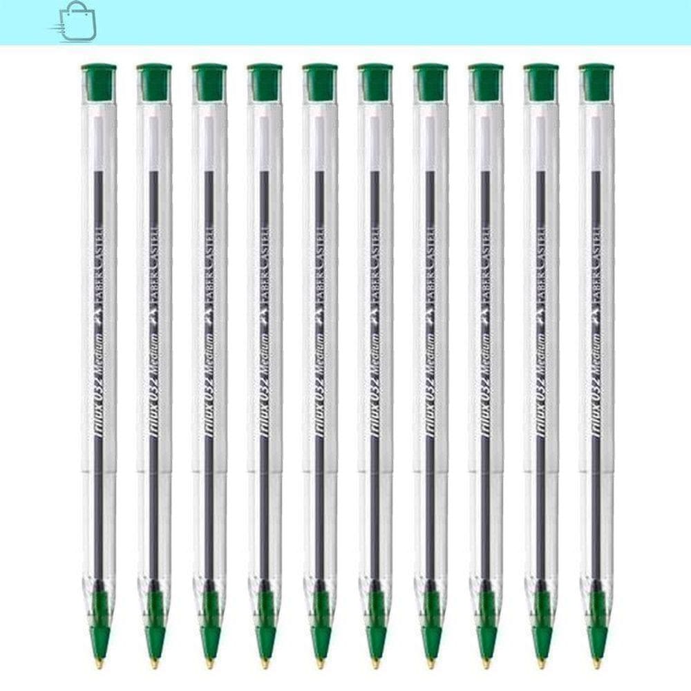 Caneta Verde Trilux 032 Medium Faber Castel 10 Unidades