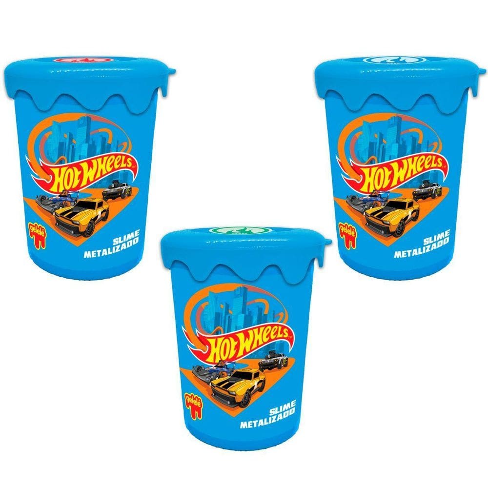 3X Slime Metalizado 180G - Hot Wheels - Doce Brinquedo