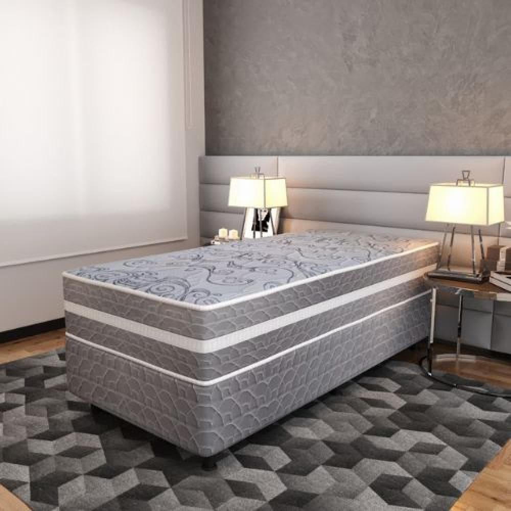 Cama Box Solteiro (88x188) D28 Cinza Prime Topazio Colchões