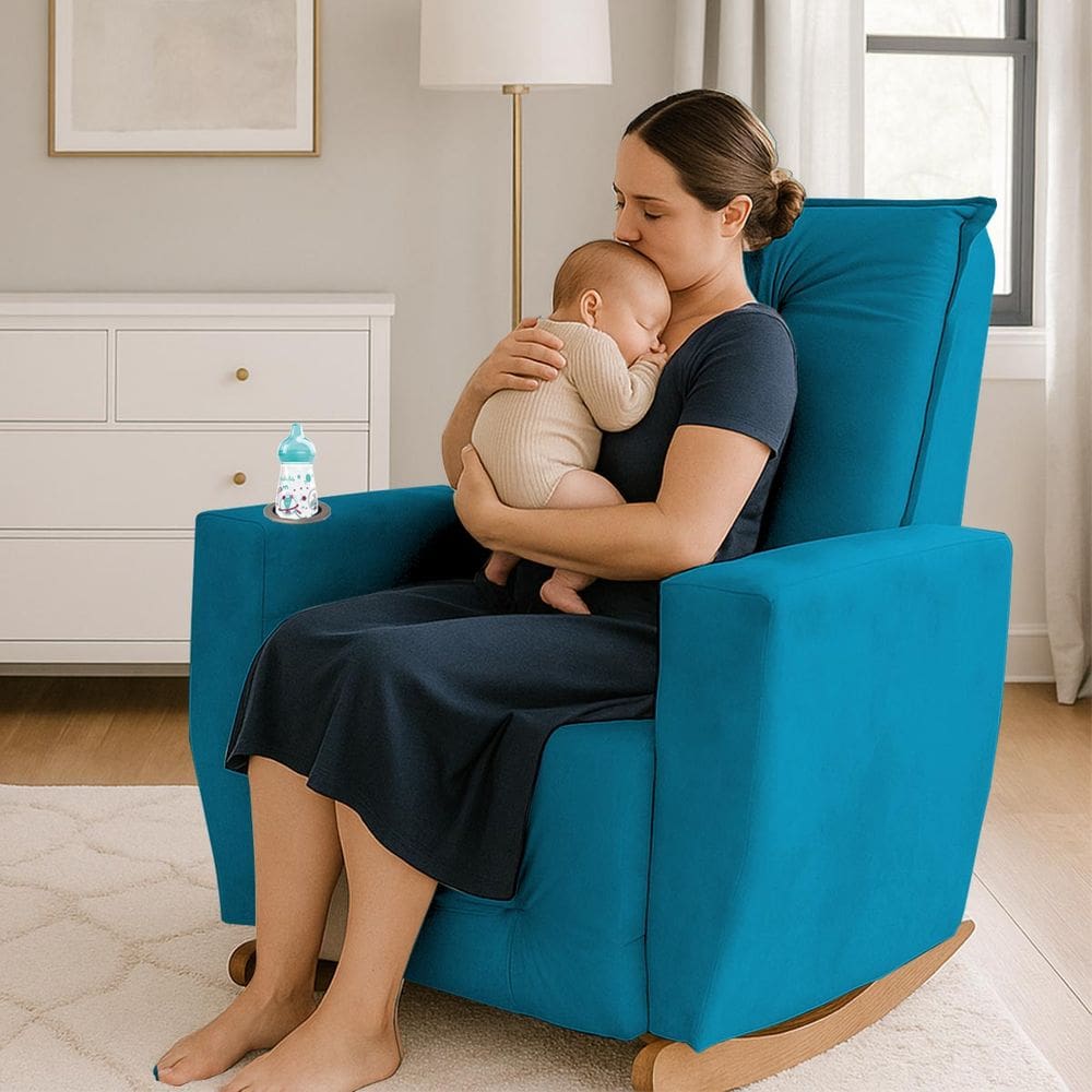 Poltrona de Amamentação Balanço Agatha Puff Turquesa