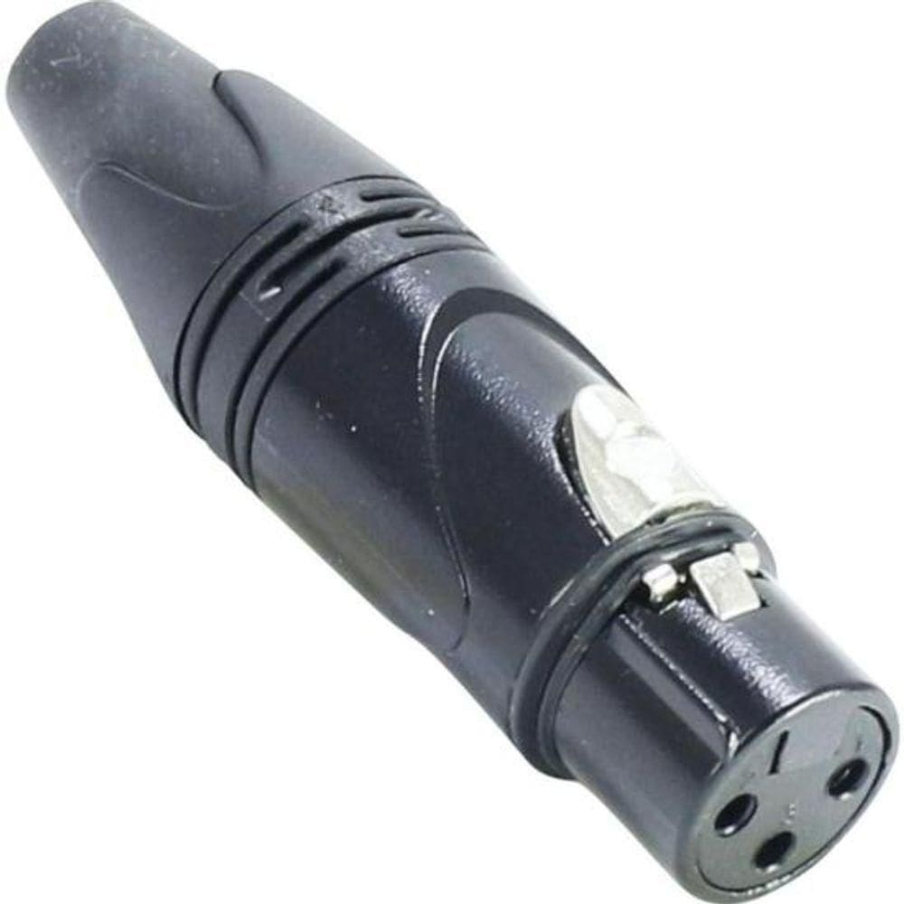 Conector Xlr(f) 3 Pólos Datalink Acabamento na cor Preto - Pct - 10.