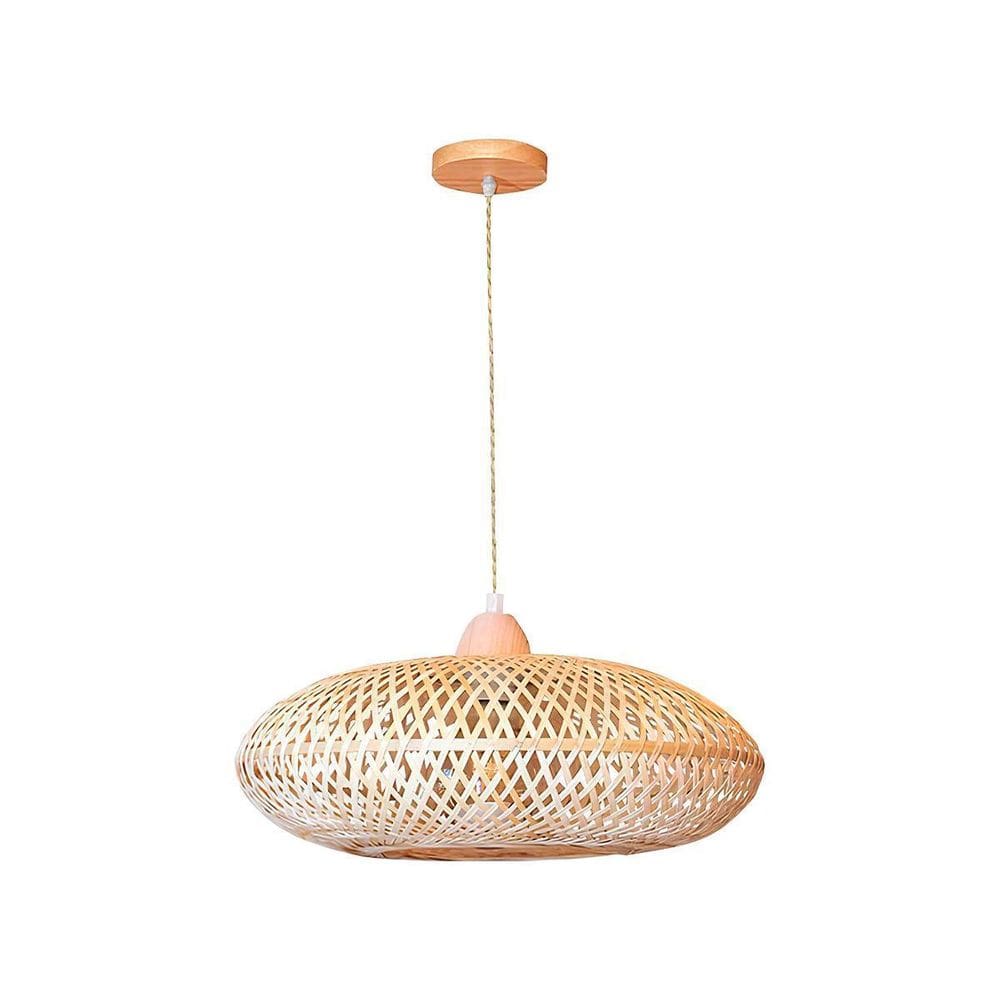 Luminária De Teto Rustico Batu Natural Palha Trançada Bambu