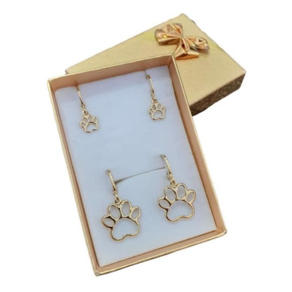 Brinco Patinha Pet Duplo Argolinha Argola Dourado Folheado