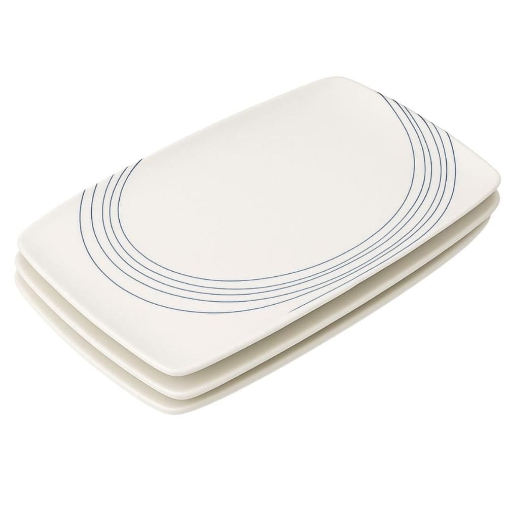 Conjunto 3 Travessas Rasas Porcelana Italiana Luxo Bugatti