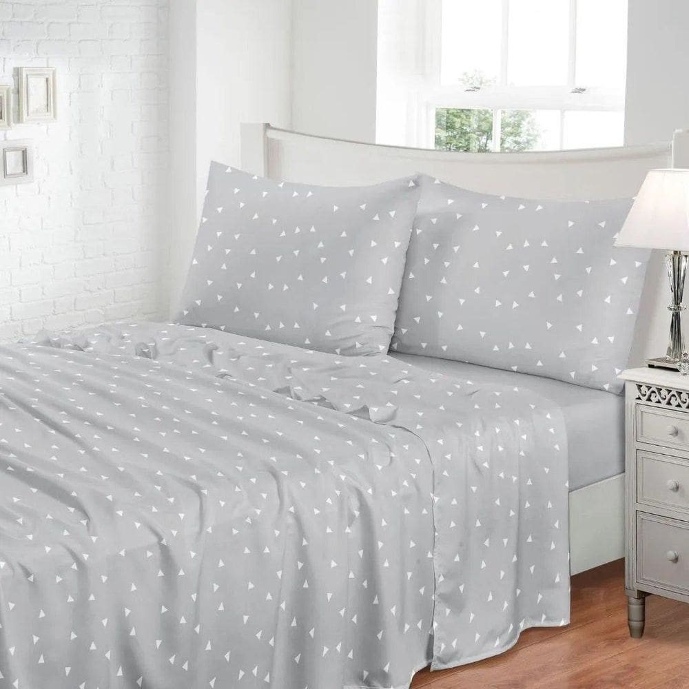 Jogo De Cama Toque De Seda 300 Fios 3 Peças Queen Triângulo