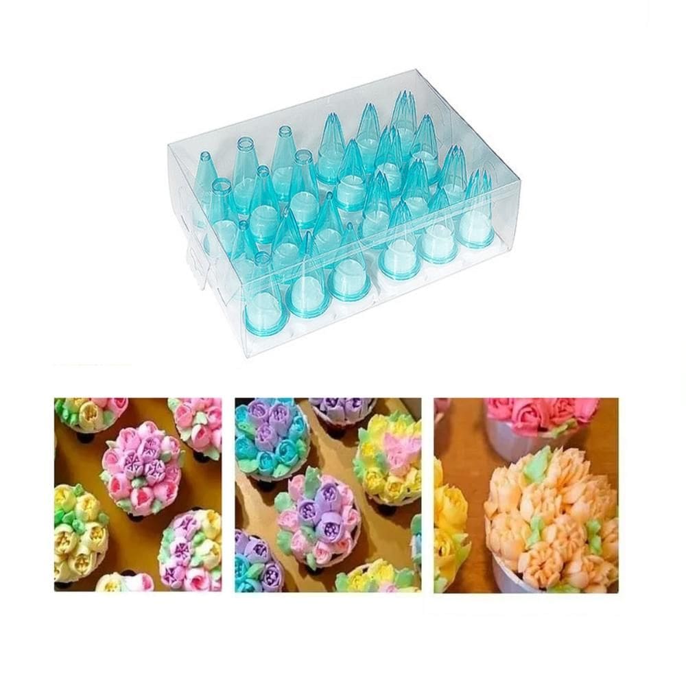 Conjunto de 24 Bicos para Confeitar Decorativo Silikomart