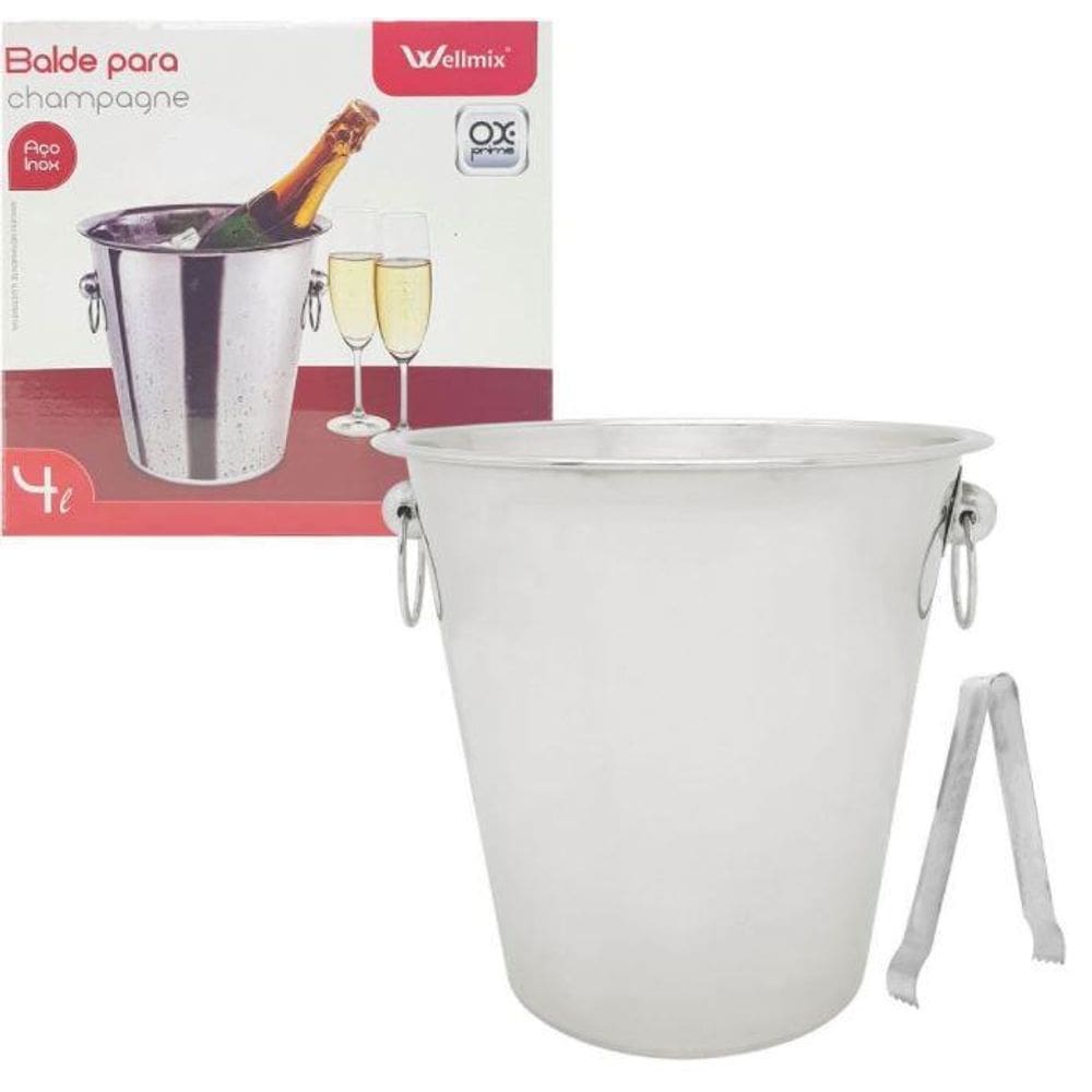 Balde Para Gelo Champagne Inox 4L Pegador De Gelo Wx4396