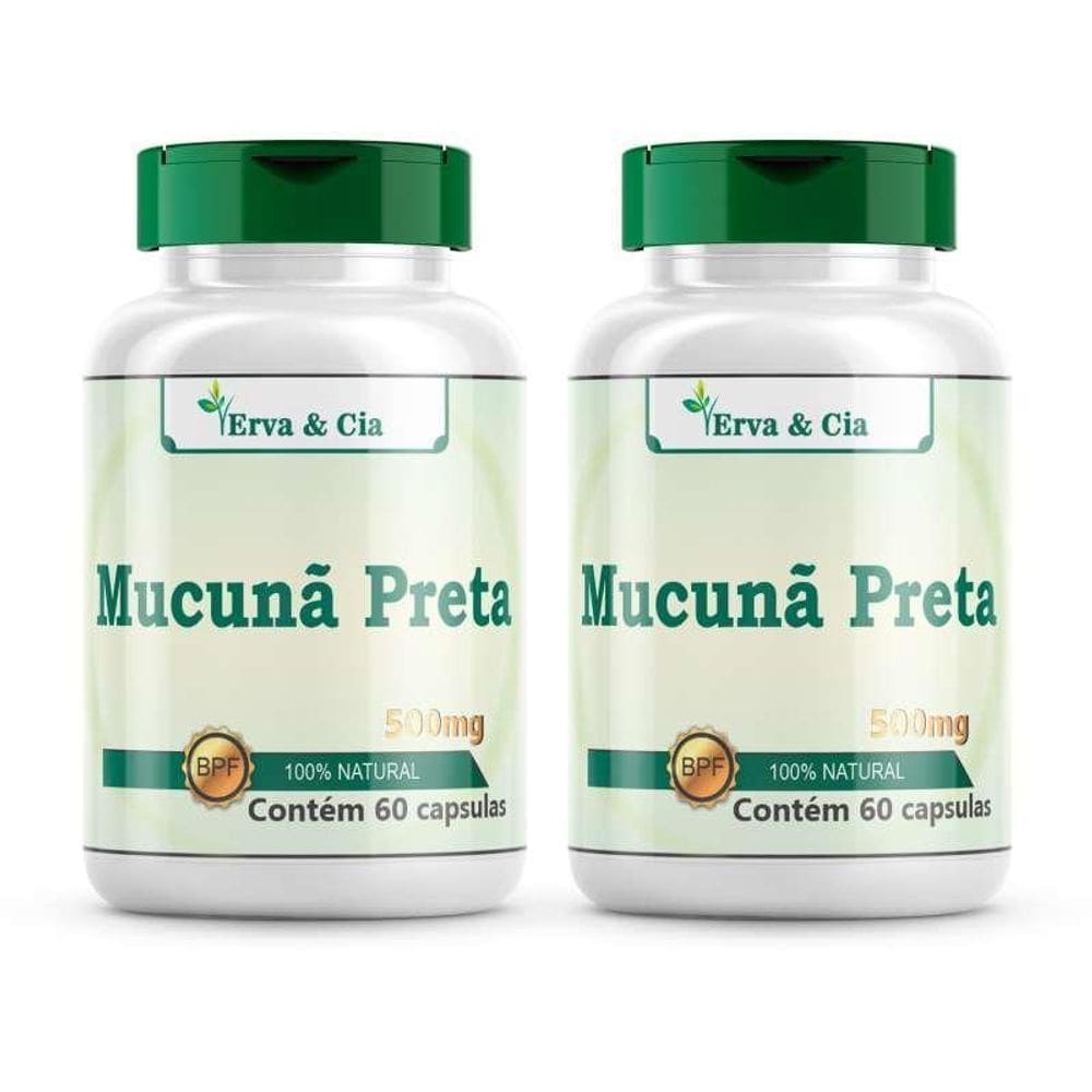 Mucuna Preta Mucuna Pruriens 120 Cápsulas 500Mg 2 Potes
