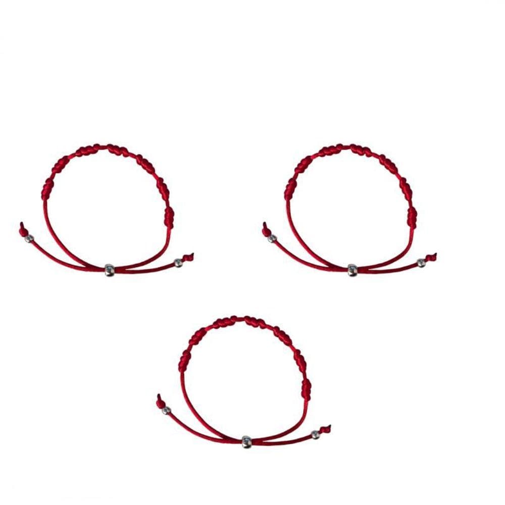 Pulseira Vermelha Kabbalah 7 Nós 3 Unidades