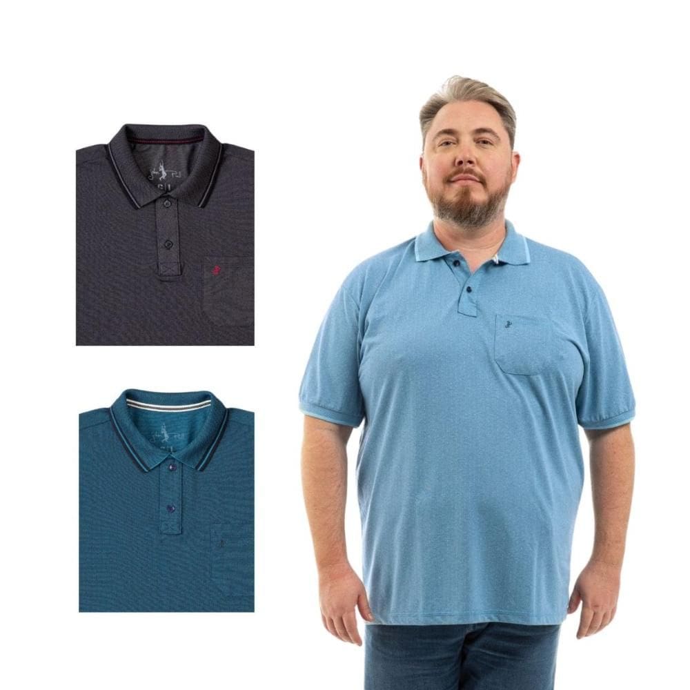Kit 3 Camisa Polo Masculina Plus Size Pique com Bolso Casual
