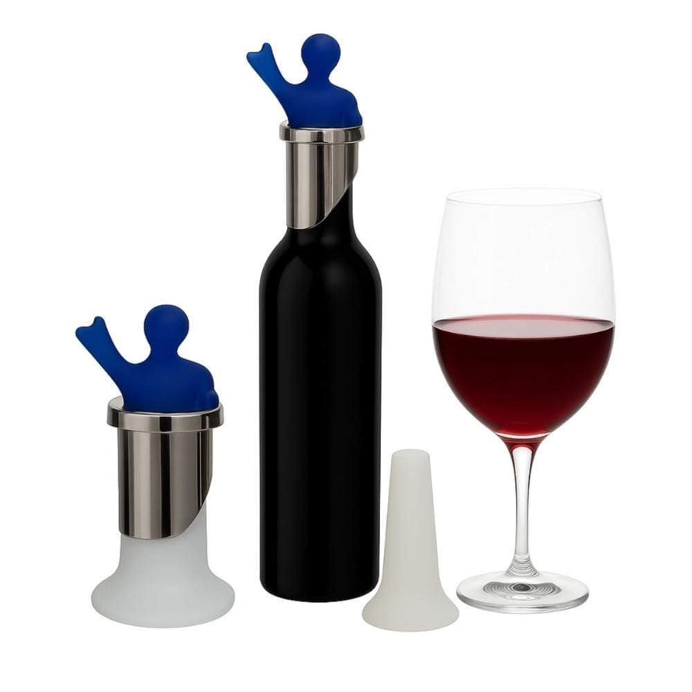 Conjunto de 2 Tampas Rolha Vinho Champagne Azul Bugatti