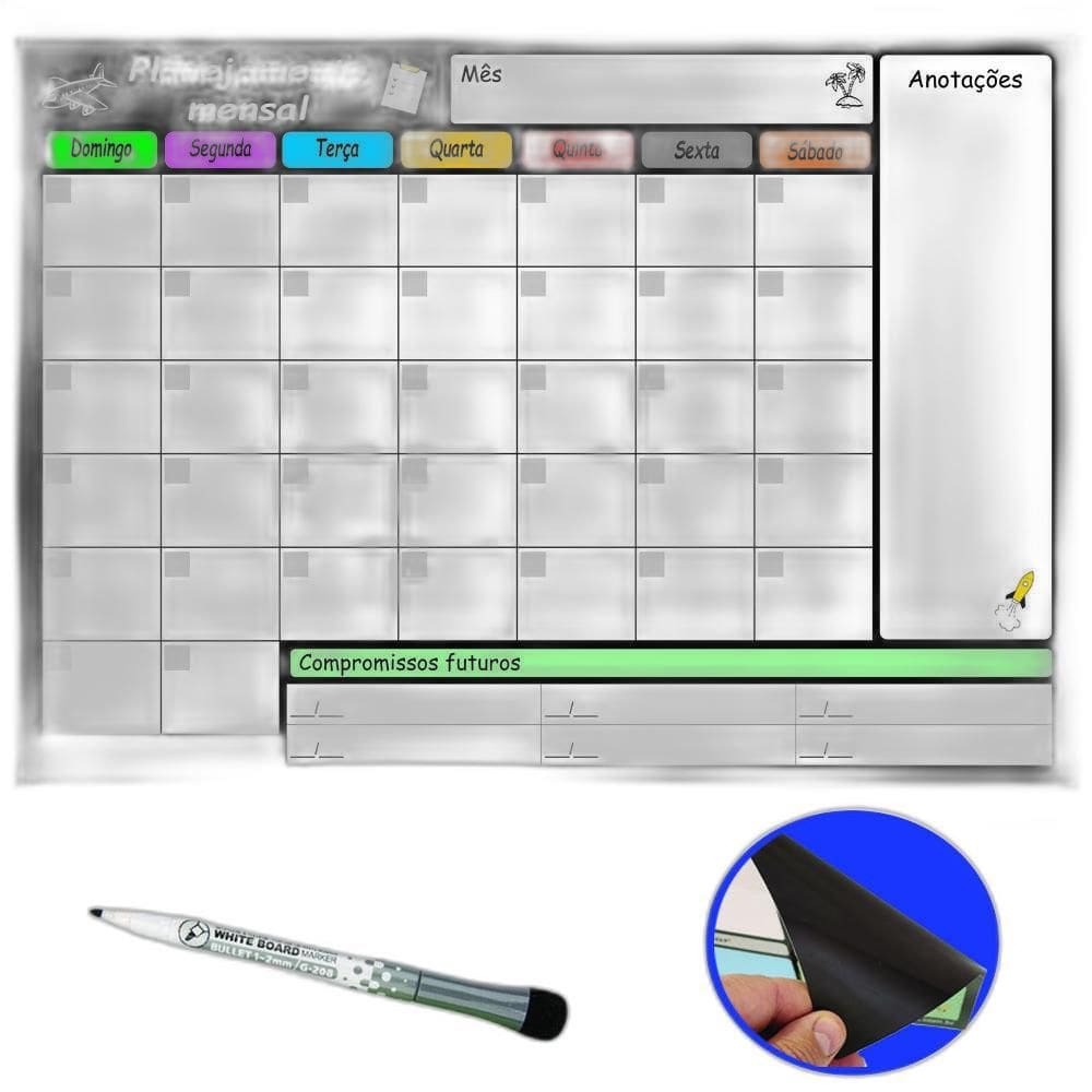 Quadro Planejamento Tarefas Mensal Magnético Imã Geladeira