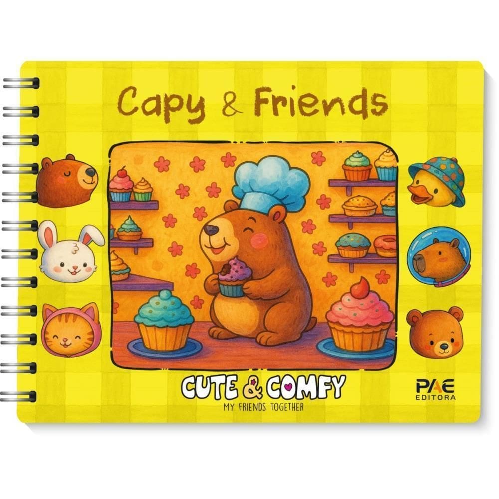 Livro De Colorir Cute & Comfy Capy E Friends Capa Dura